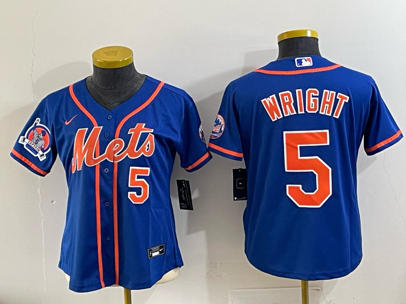 Women New York Mets #5 Wright blue 2025 MLB Nike jersey 002